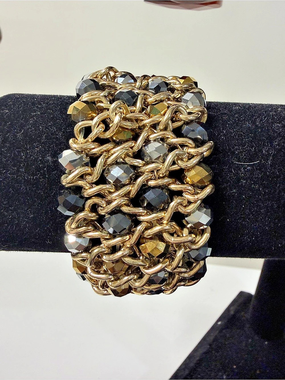 Gold & Black Chain Link Bracelet Like New